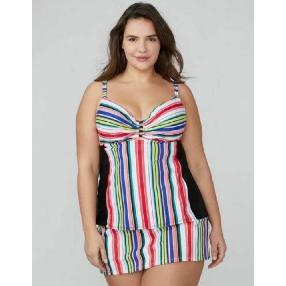 Swim by Cacique full coverage colorful striped swim‎ top beach coastal